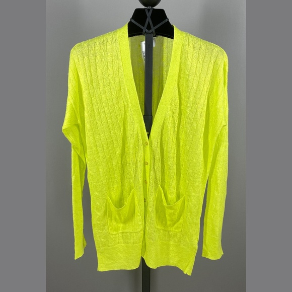 NEW J Crew Cardigan Sweater Womens Small yellow linen knit preppy casual - Picture 1 of 10